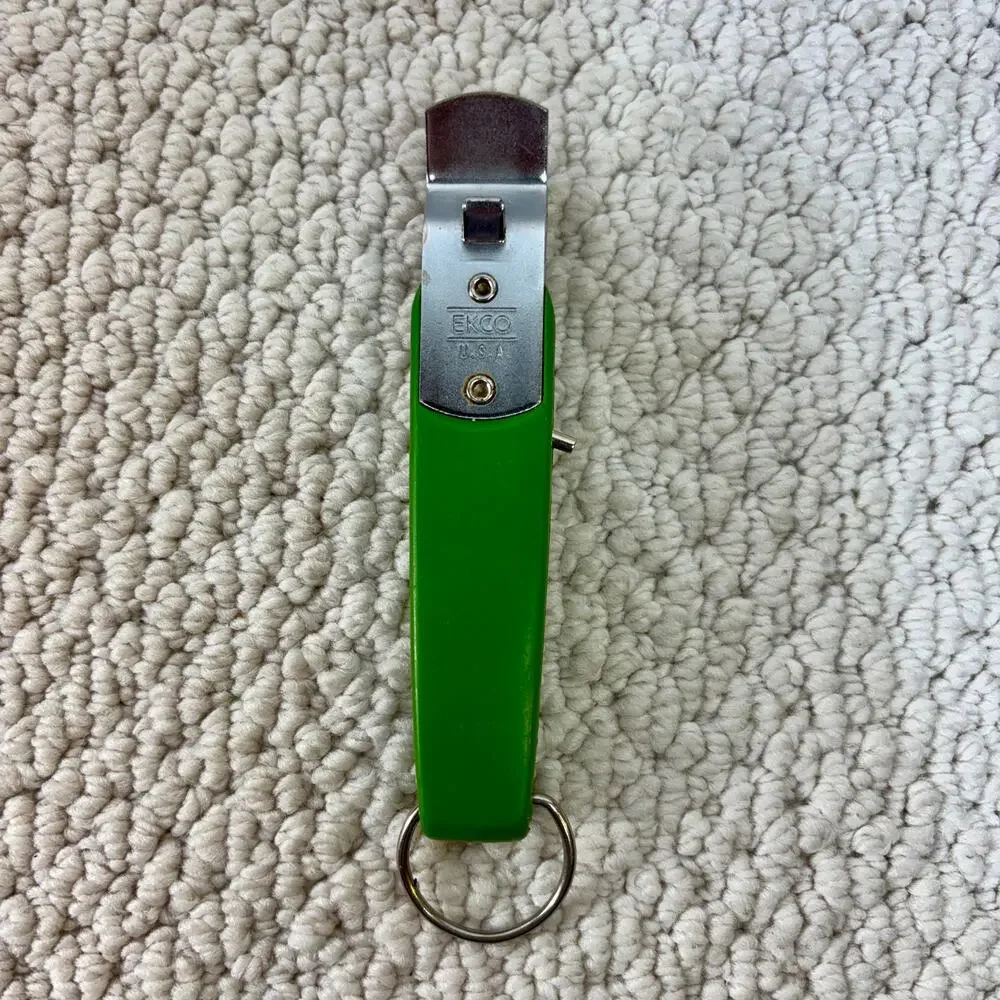 ECKO Deluxe Beverage Boy Opener Green Plastic Pop Out Corkscrew Vintage USA Made